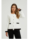 Moodo Rozopínací sveter so zdobnými gombíkmi biely Moodo