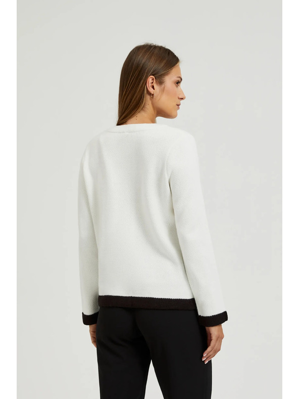 Moodo Rozopínací sveter so zdobnými gombíkmi biely Moodo