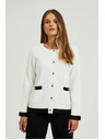 Moodo Rozopínací sveter so zdobnými gombíkmi biely Moodo