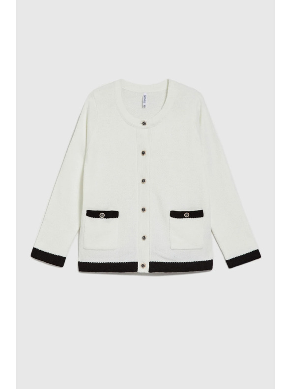 Moodo Rozopínací sveter so zdobnými gombíkmi biely Moodo