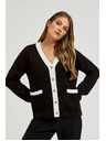 Moodo Čierny kardigán so zdobnými gombíkmi a dlhými rukávmi Moodo