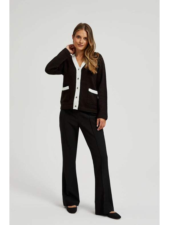 Moodo Čierny kardigán so zdobnými gombíkmi a dlhými rukávmi Moodo