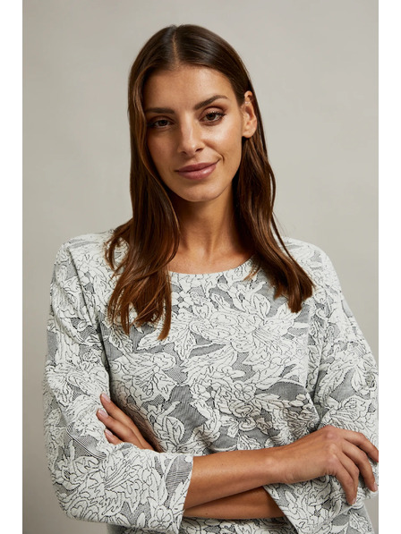 Moodo Sveter s kvetinovým vzorom a 3/4 rukávmi biely Moodo