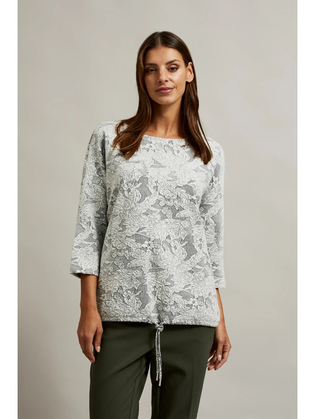 Moodo Sveter s kvetinovým vzorom a 3/4 rukávmi biely Moodo