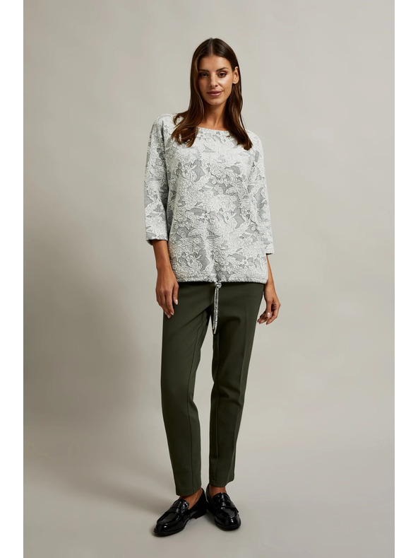 Moodo Sveter s kvetinovým vzorom a 3/4 rukávmi biely Moodo