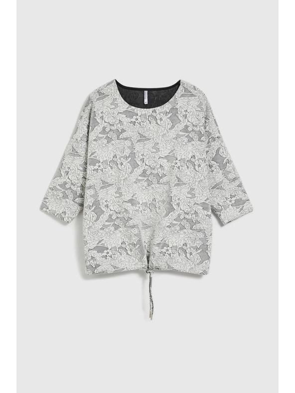 Moodo Sveter s kvetinovým vzorom a 3/4 rukávmi biely Moodo