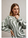 Moodo Blúzka s geometrickým vzorom a dlhými rukávmi olivová Moodo