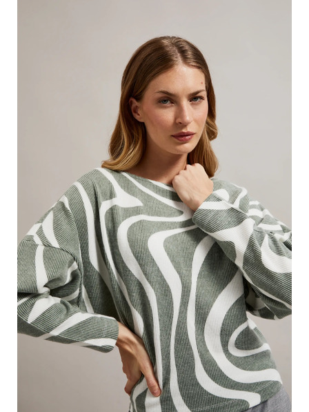Moodo Blúzka s geometrickým vzorom a dlhými rukávmi olivová Moodo