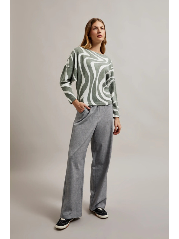 Moodo Blúzka s geometrickým vzorom a dlhými rukávmi olivová Moodo