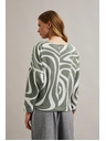 Moodo Blúzka s geometrickým vzorom a dlhými rukávmi olivová Moodo