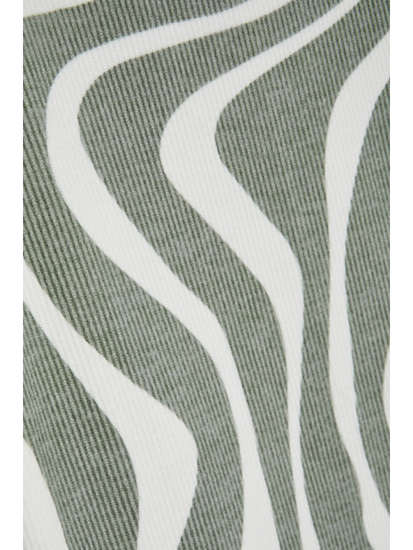 Moodo Blúzka s geometrickým vzorom a dlhými rukávmi olivová Moodo