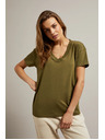 Moodo Tričko s výstrihom do V olivové Moodo