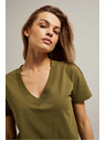 Moodo Tričko s výstrihom do V olivové Moodo