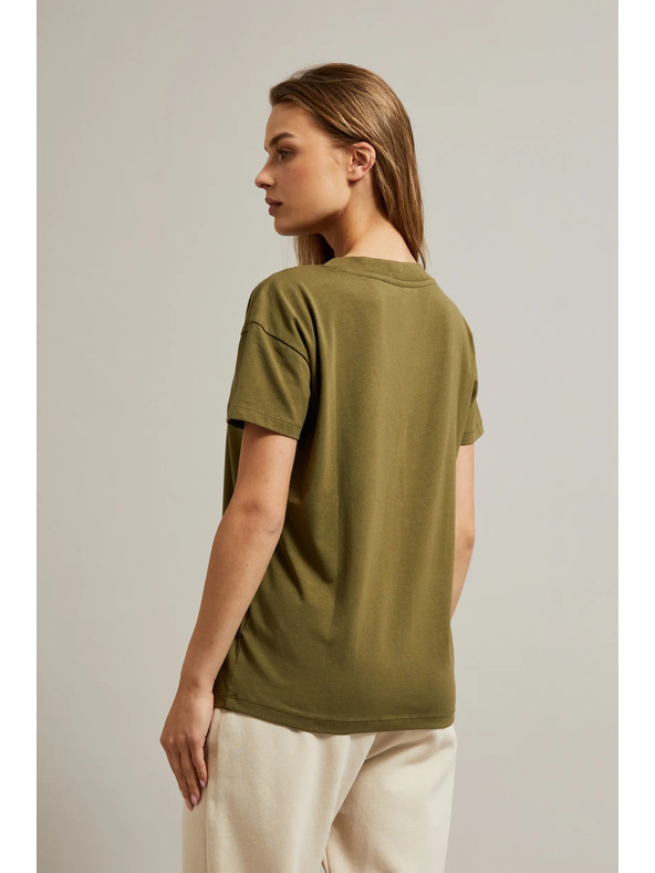 Moodo Tričko s výstrihom do V olivové Moodo