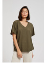 Moodo Olivová blúzka so výstrihom do V Moodo