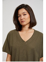Moodo Olivová blúzka so výstrihom do V Moodo