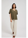 Moodo Olivová blúzka so výstrihom do V Moodo