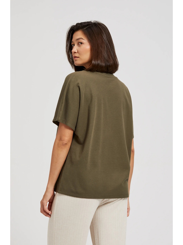 Moodo Olivová blúzka so výstrihom do V Moodo