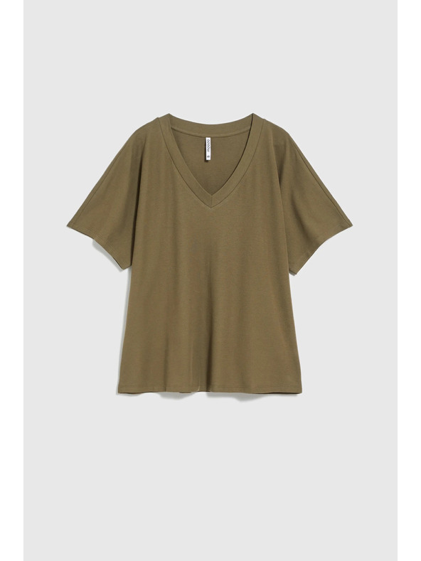 Moodo Olivová blúzka so výstrihom do V Moodo