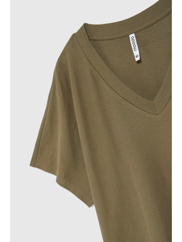 Moodo Olivová blúzka so výstrihom do V Moodo