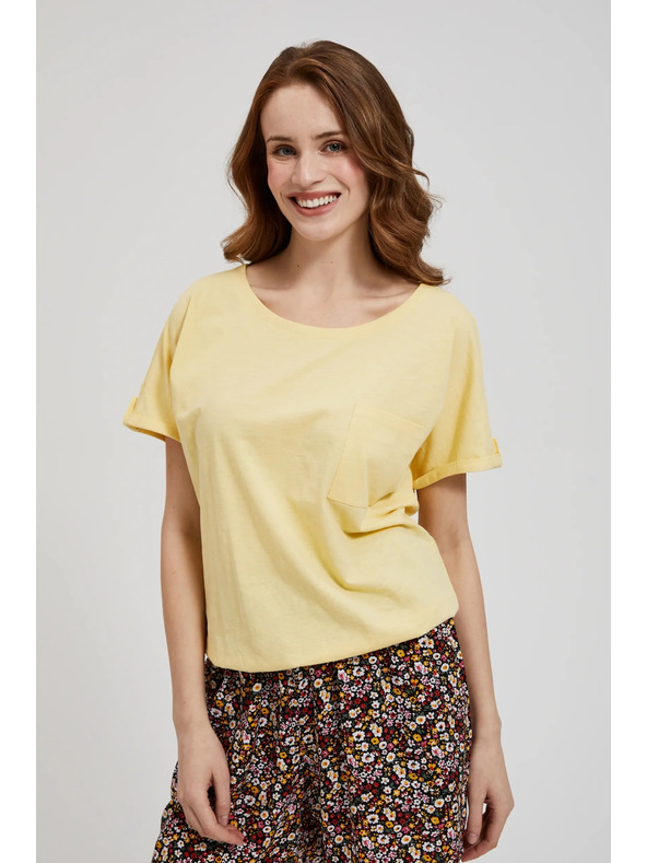 Moodo Žlté tričko s vreckom a podšitými rukávmi Moodo