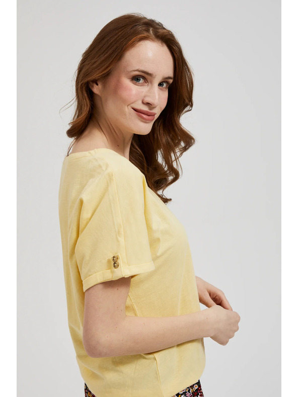 Moodo Žlté tričko s vreckom a podšitými rukávmi Moodo