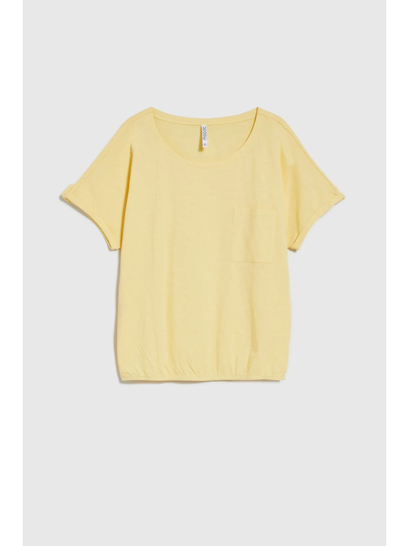 Moodo Žlté tričko s vreckom a podšitými rukávmi Moodo