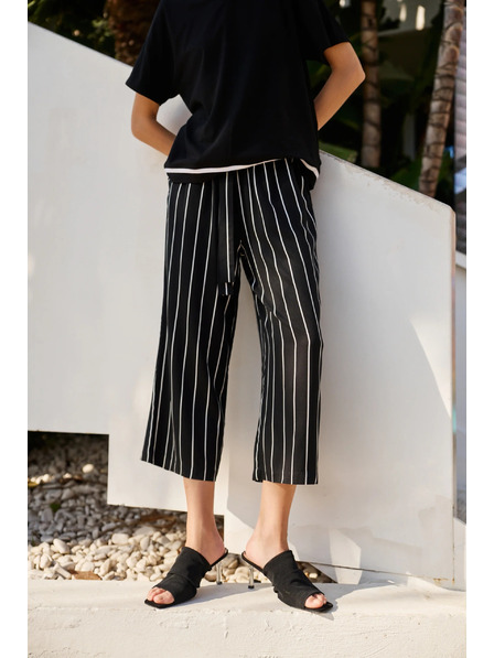 Moodo Čierne pruhované nohavičky Moodo