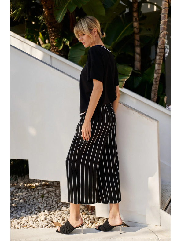 Moodo Čierne pruhované nohavičky Moodo