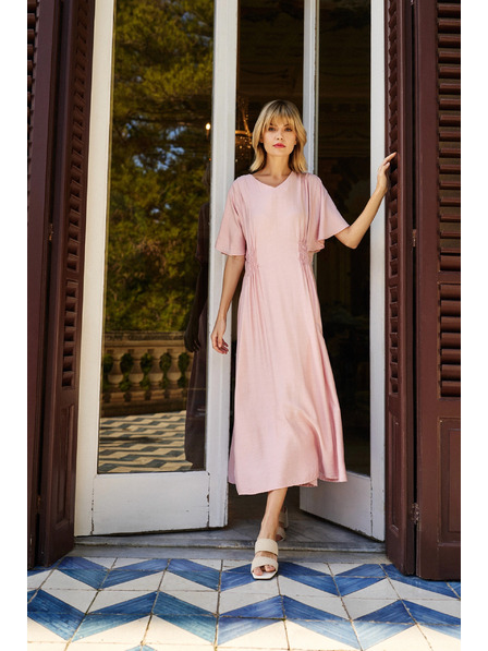 Moodo Ružové midi šaty Moodo