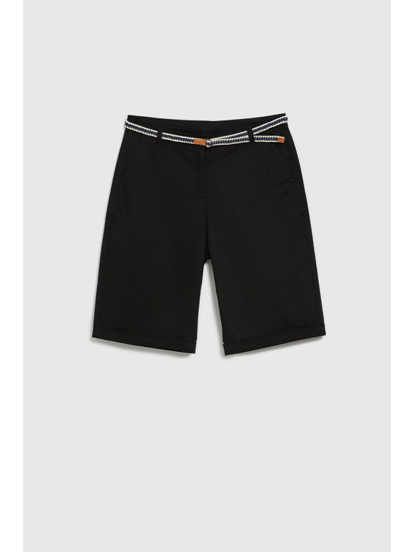 Moodo Bavlnené šortky s opaskom čierne Moodo