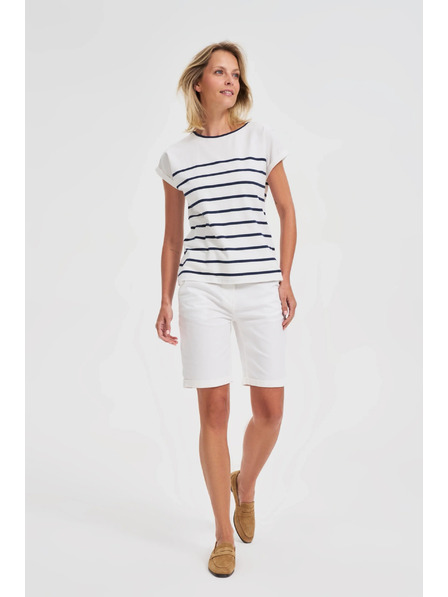 Moodo Bavlnené šortky s opaskom biele Moodo