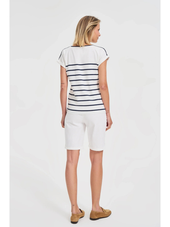 Moodo Bavlnené šortky s opaskom biele Moodo