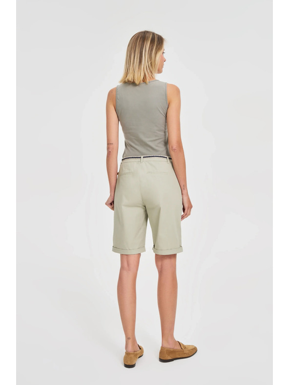 Moodo Bavlnené šortky s opaskom olivové Moodo