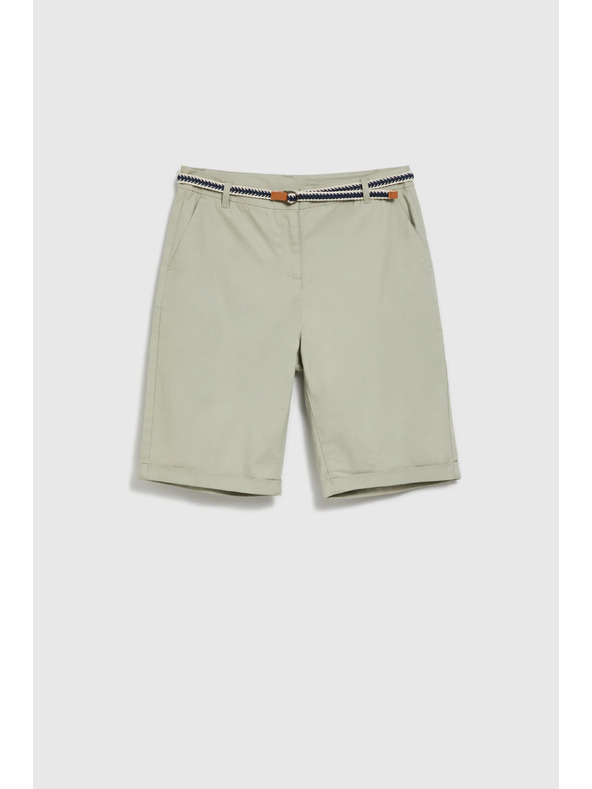 Moodo Bavlnené šortky s opaskom olivové Moodo