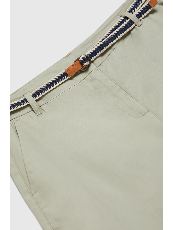 Moodo Bavlnené šortky s opaskom olivové Moodo