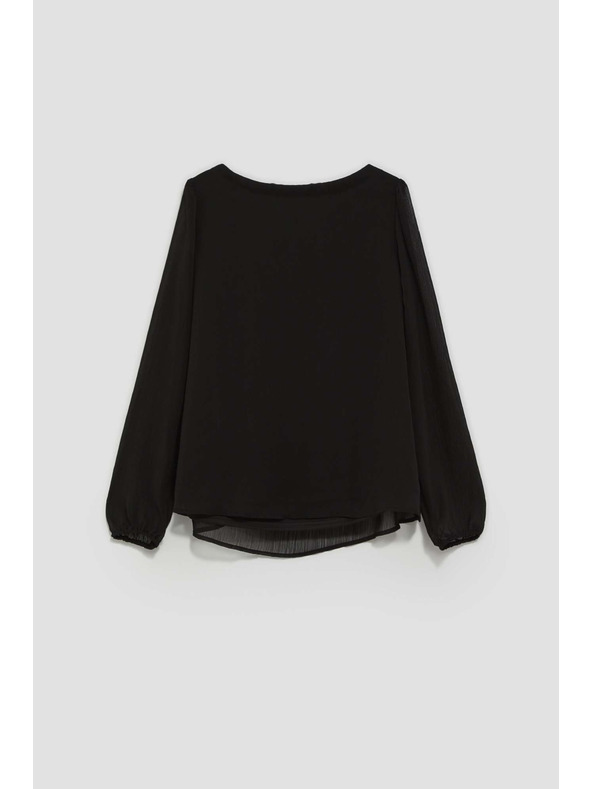 Moodo Čierna dámska blúzka s volánovými rukávmi Moodo