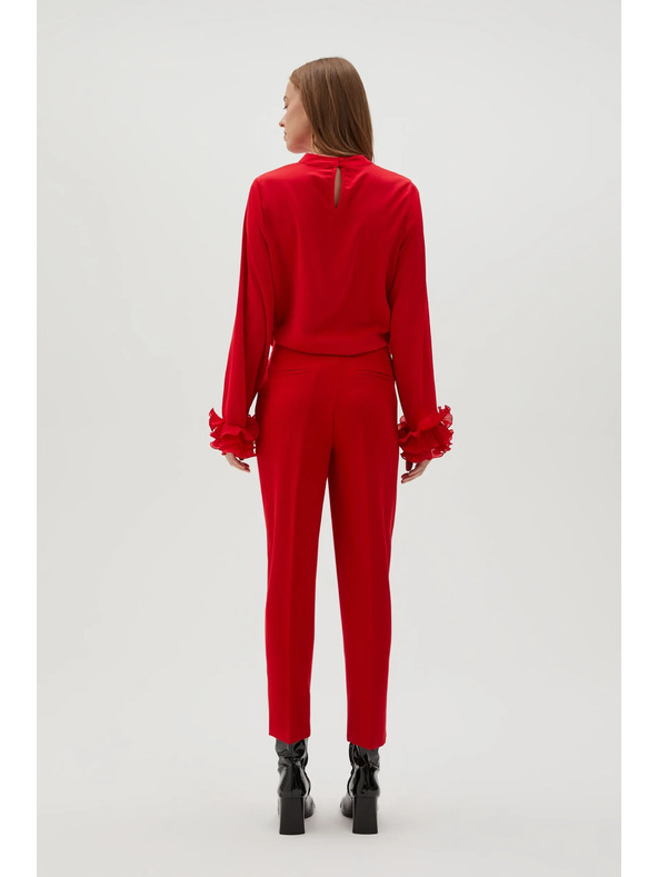 Moodo Červené rovné nohavice s opaskom Moodo