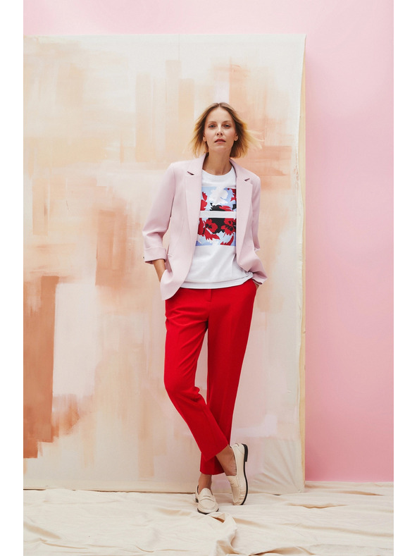 Moodo Červené rovné nohavice s opaskom Moodo