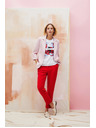 Moodo Červené rovné nohavice s opaskom Moodo