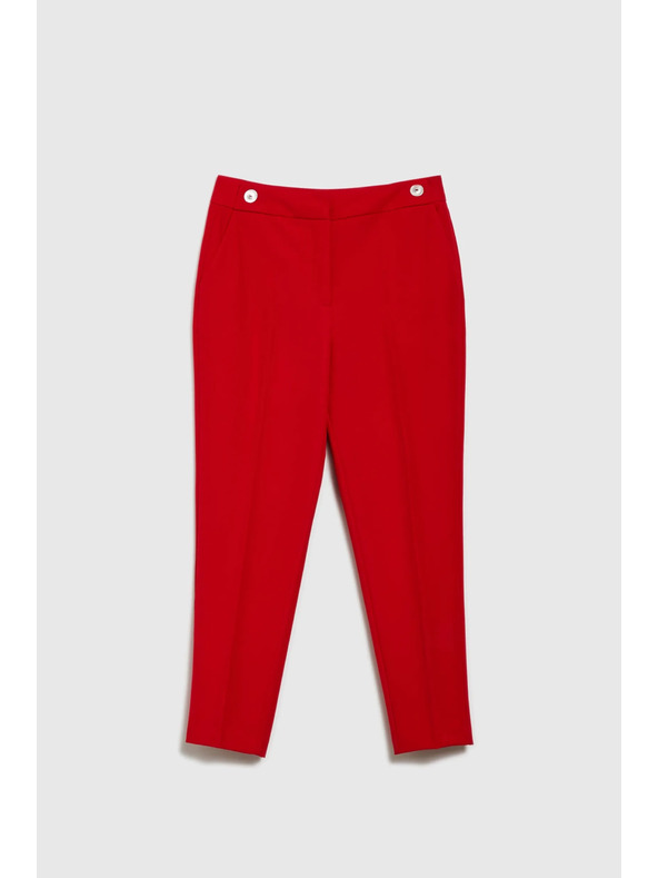 Moodo Červené rovné nohavice s opaskom Moodo