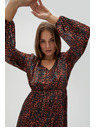 Moodo Oranžovo-hnedé dámske vzorované šaty Moodo
