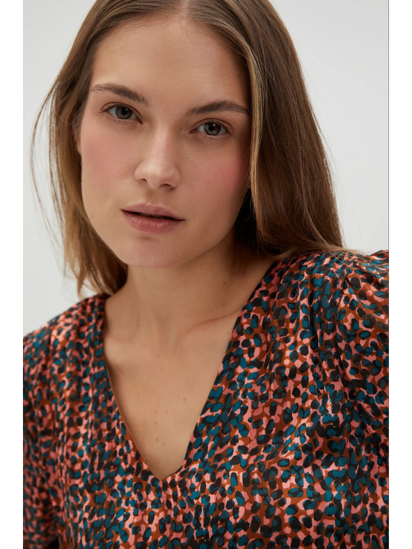 Moodo Oranžovo-hnedé dámske vzorované šaty Moodo