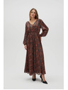Moodo Oranžovo-hnedé dámske vzorované šaty Moodo
