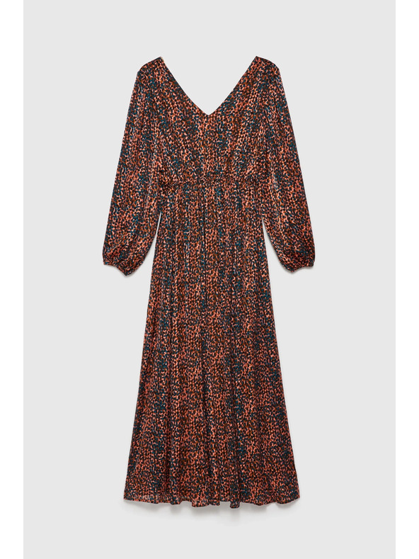 Moodo Oranžovo-hnedé dámske vzorované šaty Moodo