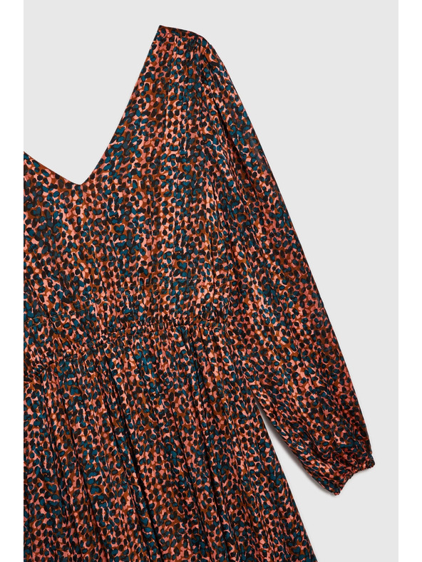 Moodo Oranžovo-hnedé dámske vzorované šaty Moodo