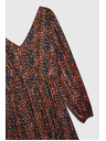 Moodo Oranžovo-hnedé dámske vzorované šaty Moodo