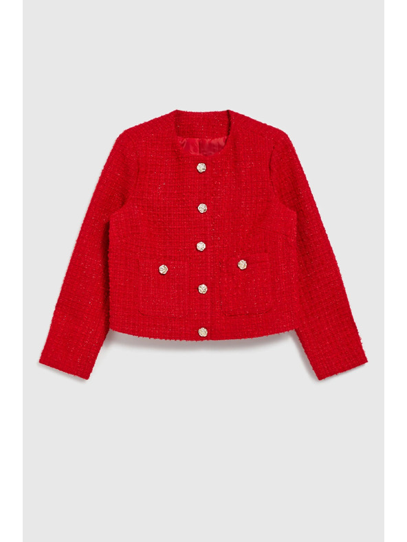 Moodo Moodo Červená bunda so zapínaním na gombíky