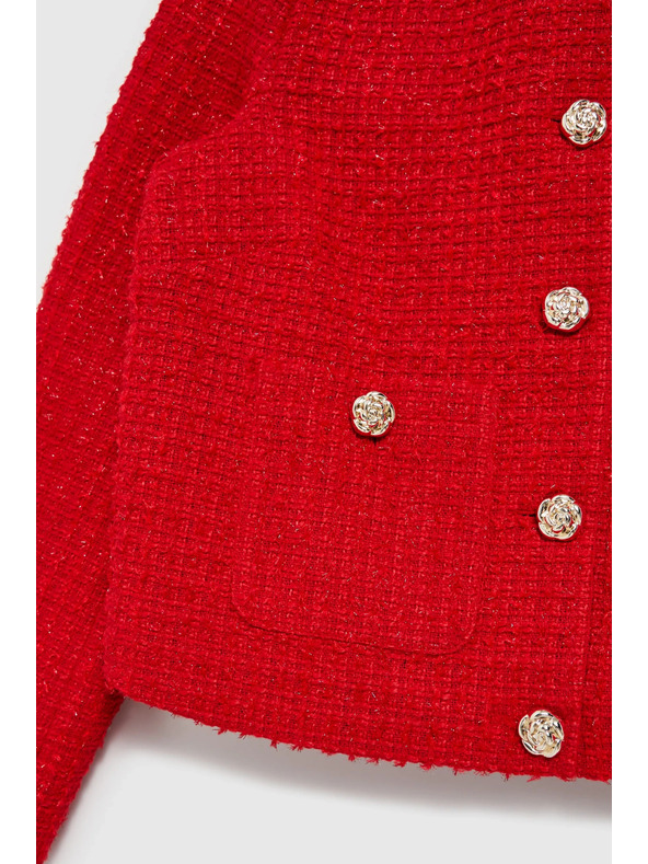 Moodo Moodo Červená bunda so zapínaním na gombíky