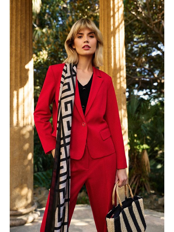 Moodo Béžovo-čierny dámsky vzorovaný šál Moodo